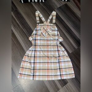 Stylish Plaid  Dress - Beige and Orange